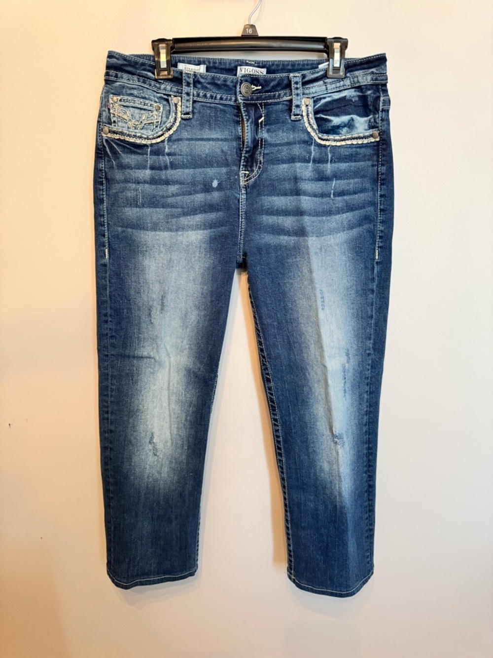 Vigoss Women’s Mid-Rise Washed Blue Cropped Jeans size 16